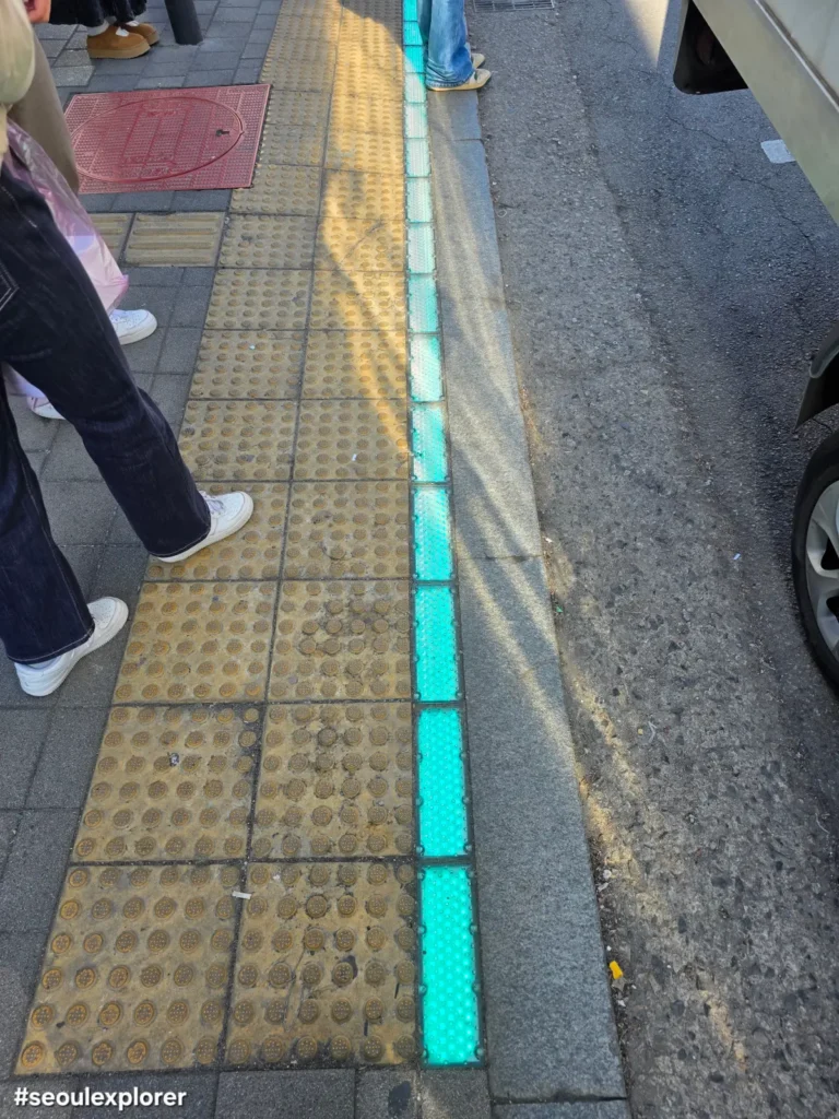 Green LED floor light of Seoul Smart Pedestrian Crossings