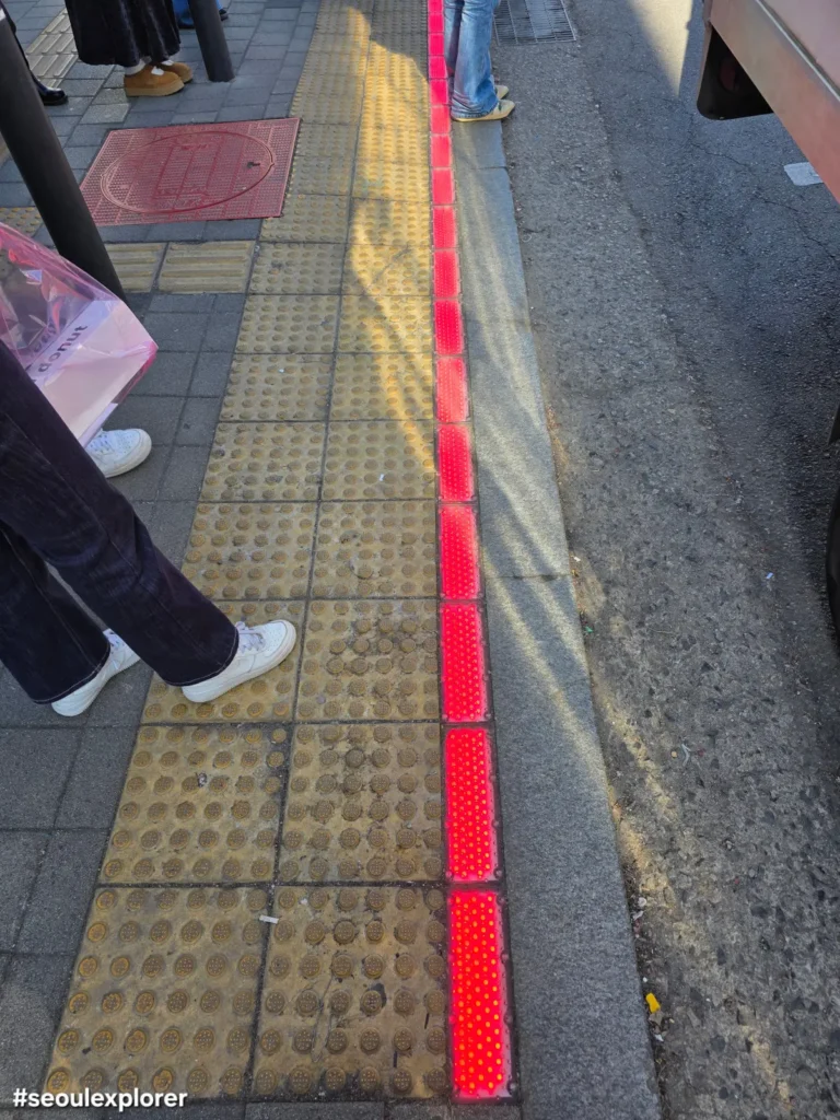 Red LED floor light of Seoul Smart Pedestrian Crossings