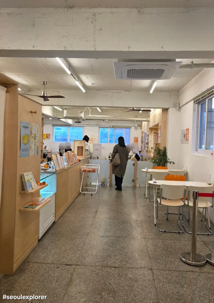 Inner view of Pawinhand rescue dog cafe in Seoul