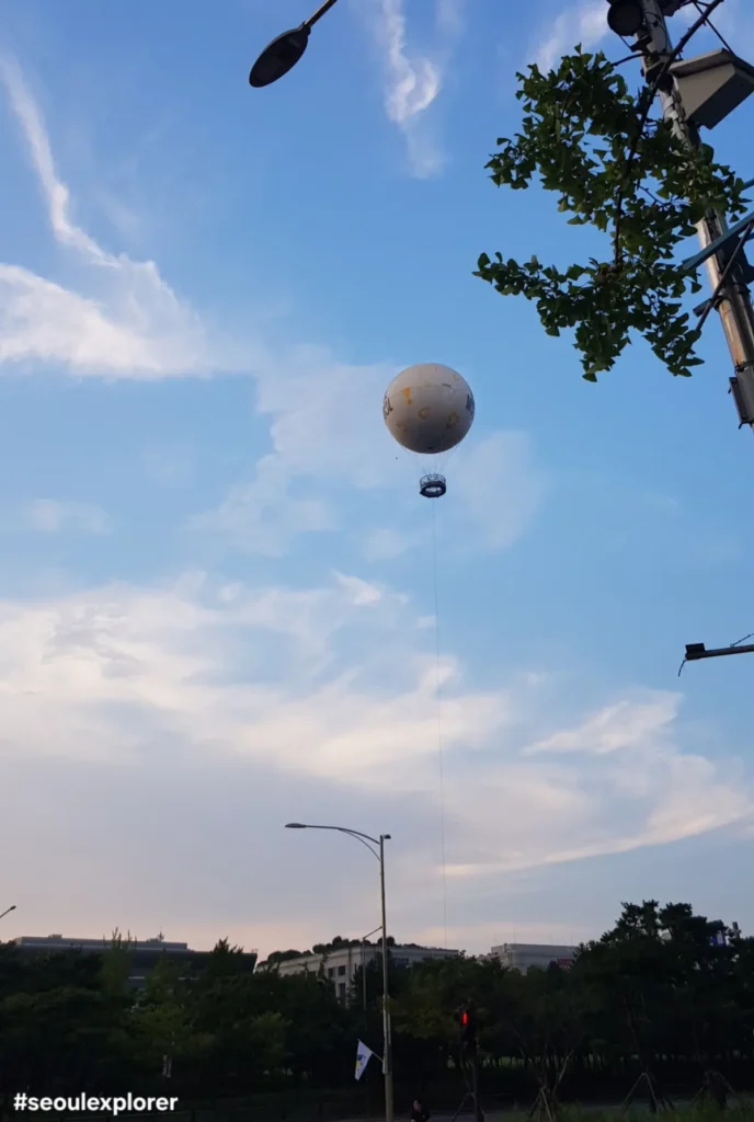 Seoul Dal helium balloon floating in the blue sky over Yeouido Park