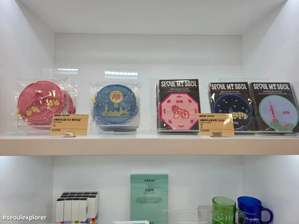 Seoul embroidered wallets and coasters