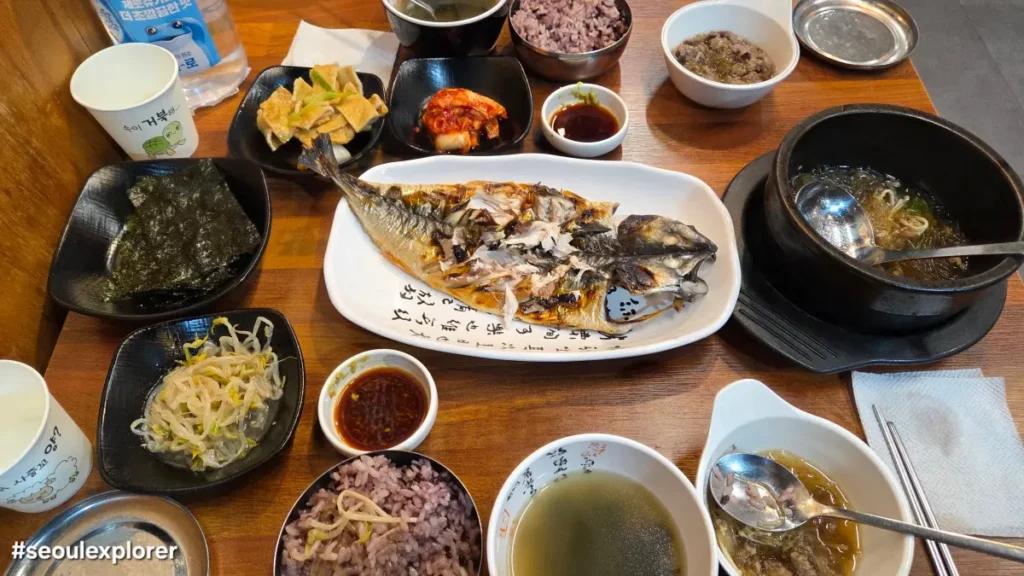 Korean chungmuro grilled fish set meal with side dishes
