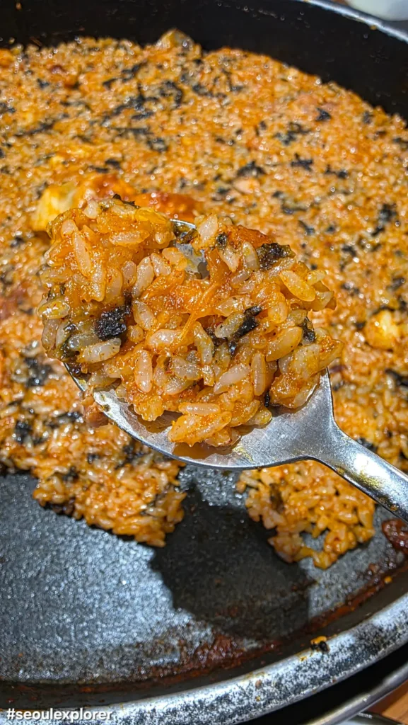 A spoonful of Korean fried rice