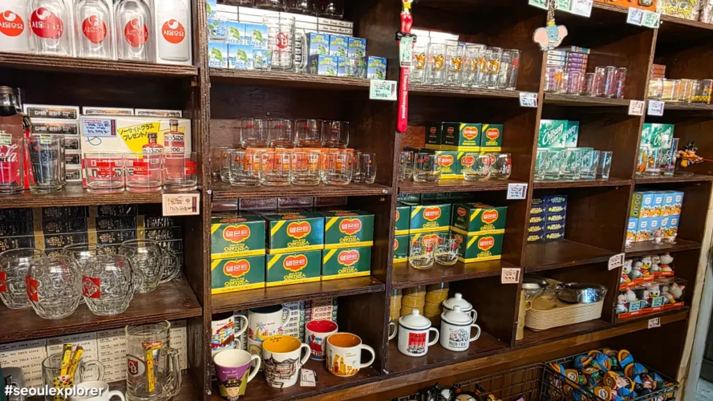 Vintage Korean glasses and Del Monte bottles