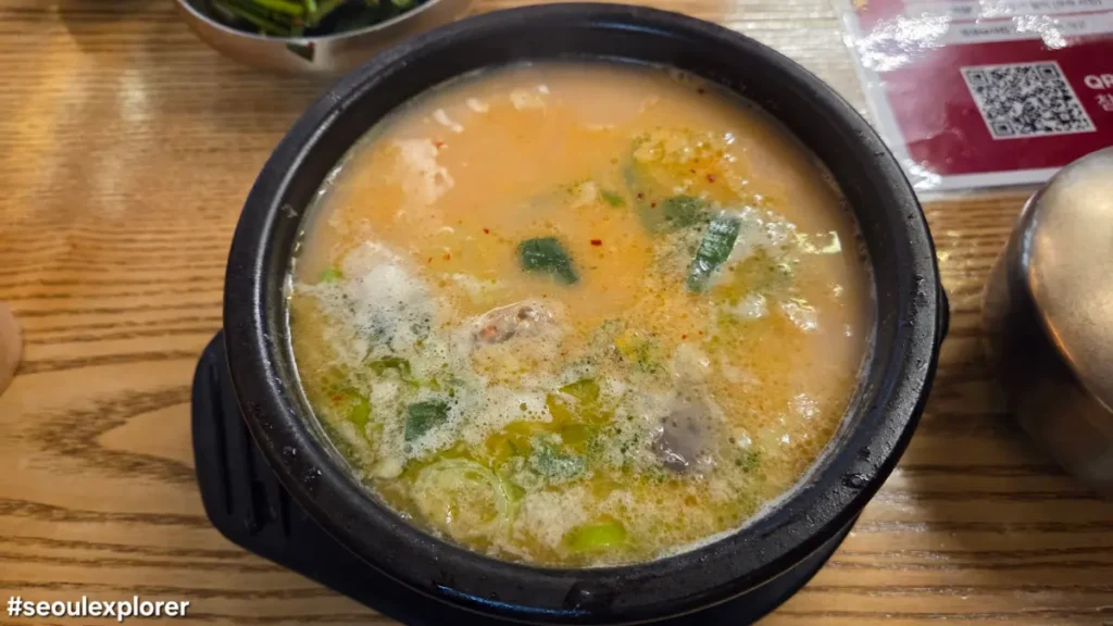 Steaming bowl of Soondaeguk soup