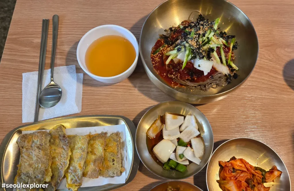 Yukjeon and beef perilla noodles